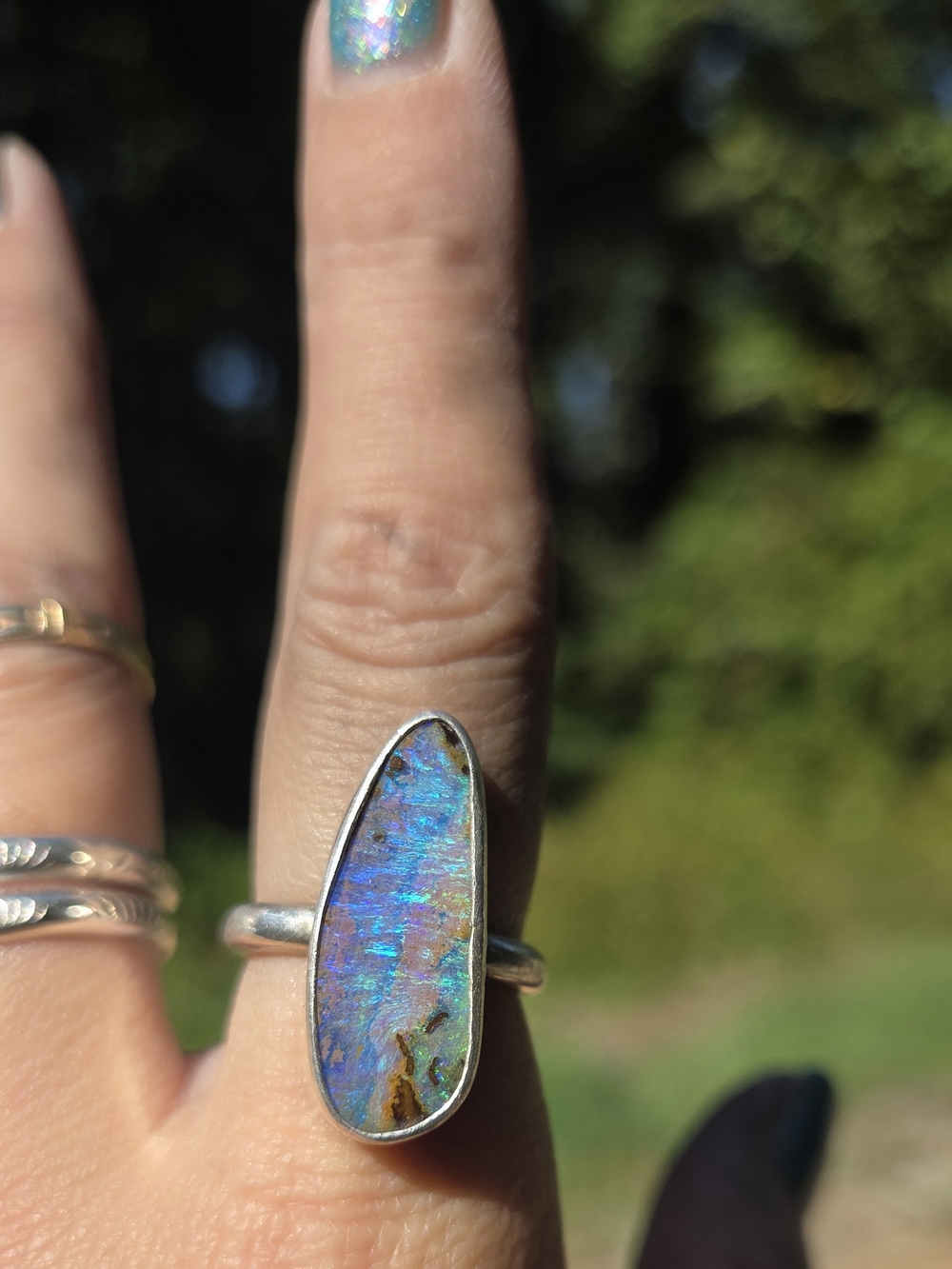 Sterling Silver- Australian Opal- Size 7